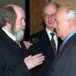 
              FILE - Writer Alexander Solzhenitsyn, left, speaks with former Soviet leader Mikhail Gorbachev as Swedish Ambassador Sven Hirdman, center, looks on at the Swedish Embassy where Solzhenitsyn and other Nobel laureates are feted in Moscow, Thursday, December 10, 1998. Gorbachev loosened up on the dreaded police state, which sowed fear through society, freed political prisoners such as Alexander Solzhenitsyn and Andrei Sakharov, and ended the Communist Party's monopoly on political power. Freer foreign travel, emigration and religious observance were also part of the mix. (AP Photo/Alexander Zemlianichenko, File)
            