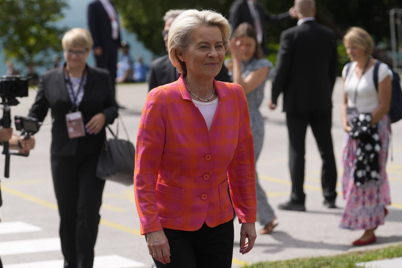 President of the European Commission Ursula von der Leyen arrives to the Bled Strategic Forum in Bl...