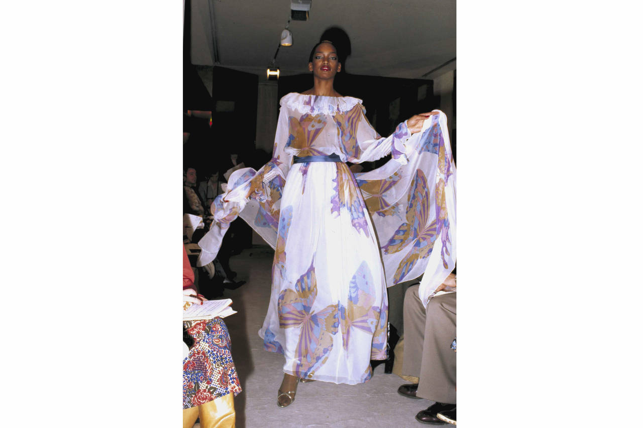 FILE - The Spring Summer high fashion collection by Japanese designer Hanae Mori is modeled, Jan. 9...