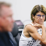 Commissioner Staci Alonso attends a State of Nevada Athletic Commission meeting held to discuss the Nevada Attorney General's investigation findings regarding the death of UNLV student Nathan Valencia, Tuesday, Aug. 23, 2022. (Wade Vandervort/Las Vegas Sun via AP)