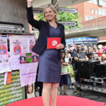 
              Sweden's Prime Minister and Party leader of the Social Democrats Magdalena Andersson gestures as she speaks at Bredang, outside Stockhom, Sweden, Sunday, Sept. 11, 2022. Sweden is holding an election that is expected to boost a populist anti- immigration party that is vowing to crack down on gang violence shaking many people's sense of security. The Sweden Democrats won seats in parliament for the first time in 2010 and have steadily gained more votes in parliament with each election (Jonas Ekstromer/TT News Agency via AP)
            