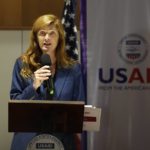
              USAID Administrator Samantha Power, speaks during a media conference in Colombo, Sri Lanka, Sunday, Sept. 11, 2022. (AP Photo/Eranga Jayawardena)
            