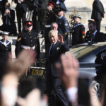 
              Britain's King Charles III arrives at St. Anne's Cathedral to attend a Service of Reflection for the life of Her Majesty The Queen Elizabeth in Belfast, Tuesday, Sept. 13, 2022. King Charles III and Camilla, the Queen Consort, flew to Belfast from Edinburgh on Tuesday, the same day the queen’s coffin will be flown to London from Scotland. (Michael Cooper/PA via AP)
            