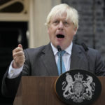 
              Outgoing British Prime Minister Boris Johnson speaks outside Downing Street in London, Tuesday, Sept. 6, 2022 before heading to Balmoral in Scotland, where he will announce his resignation to Britain's Queen Elizabeth II. Later on Tuesday Liz Truss will formally become Britain's new Prime Minister after an audience with the Queen. (AP Photo/Kirsty Wigglesworth)
            