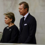 
              Luxembourg's Grand Duke Henri and Grand Duchess Maria Teresa pay their respects to Britain's Queen Elizabeth II, following her death, during her lying in state at Westminster Hall, at the Palace of Westminster, in London, Sunday, Sept. 18, 2022. (Sarah Meyssonnier/Pool Photo via AP)
            