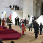 
              US President Joe Biden and First Lady Jill Biden, far right, view the coffin of Queen Elizabeth II lying in state on the catafalque in Westminster Hall, at the Palace of Westminster, London, Sunday Sept. 18, 2022. (Joe Giddens/Pool Photo via AP)
            