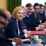 
              British Prime Minister Liz Truss holds her first cabinet meeting inside 10 Downing Street in London, Wednesday, Sept. 7, 2022 the day after being installed as Prime Minister. (AP Photo/Frank Augstein, Pool)
            