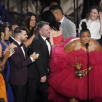 
              Lizzo and the team from "Lizzo's Watch Out For The Big Grrrls" accept the Emmy for outstanding competition program for "Lizzo's Watch Out For The Big Grrrls" at the 74th Primetime Emmy Awards on Monday, Sept. 12, 2022, at the Microsoft Theater in Los Angeles. (AP Photo/Mark Terrill)
            