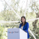 
              Peggy Antonakou, Google's general manager Southeast Europe speaks at a Google Cloud event in Athens on Thursday, Sept. 29, 2022. Google announced Thursday that it is expending is cloud infrastructure to Greece, following similar investments by tech giants Microsoft and Amazon. (AP Photo/Petros Giannakouris)
            