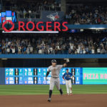 
              New York Yankees designated hitter Aaron Judge runs the bases after hitting his 61st home run of the season, a two-run shot against the Toronto Blue Jays during the seventh inning of a baseball game Wednesday, Sept. 28, 2022, in Toronto. (Alex Lupul/The Canadian Press via AP)
            