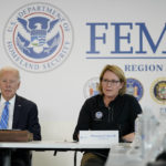 
              Federal Emergency Management Agency administrator Deanne Criswell, right, speaks as President Joe Biden visits the FEMA Region 2 office in New York, Thursday, Sept. 22, 2022. (AP Photo/Evan Vucci)
            