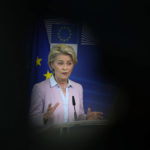 
              European Commission President Ursula von der Leyen speaks during a media conference at EU headquarters in Brussels, Wednesday, Sept. 7, 2022. European Union countries should set a price cap on Russian gas and seek "solidarity contribution" from European oil and gas companies making extraordinary profit from market volatility sparked by the war in Ukraine, European Commission President Ursula von der Leyen said Wednesday. (AP Photo/Virginia Mayo)
            