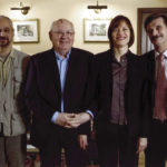 
              Associated Press staff members Sergei Fedotov, left, Lynn Berry and Vladimir Kondrashov, right, pose for a photo with Mikhail Gorbachev, second from left, on Nov. 27, 2008, after an interview at the Gorbachev Foundation in Moscow.(AP Photo/Alexander Zemlianichenko)
            