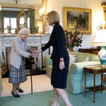 
              Britain's Queen Elizabeth II, left, welcomes Liz Truss during an audience at Balmoral, Scotland, where she invited the newly elected leader of the Conservative party to become Prime Minister and form a new government, Tuesday, Sept. 6, 2022. (Jane Barlow/Pool Photo via AP)
            