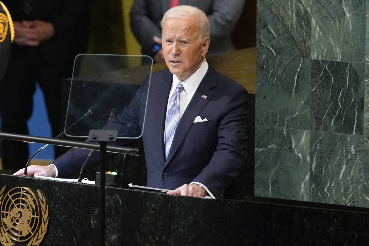 President Joe Biden addresses the 77th session of the United Nations General Assembly on Wednesday,...