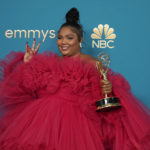 
              Lizzo poses in the press room with the award for outstanding competition program for "Lizzo's Watch Out For The Big Grrrls" at the 74th Primetime Emmy Awards on Monday, Sept. 12, 2022, at the Microsoft Theater in Los Angeles. (AP Photo/Jae C. Hong)
            