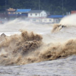 
              Waves hit a shore in Pohang, South Korea, Tuesday, Sept. 6, 2022. Thousands of people were forced to evacuate in South Korea as Typhoon Hinnamnor made landfall in the country's southern regions on Tuesday, unleashing fierce rains and winds that destroyed trees and roads, and left more than 20,000 homes without power. (Kim Hyun-tai/Yonhap via AP)
            