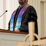 
              Pastor Mike Usey delivers his sermon to the congregation at College Park Baptist Church in Greensboro, N.C., Sunday, Sept. 25, 2022. The College Park church found itself in the news last week when the Southern Baptist Convention's Executive Committee voted to remove it from its rolls because of its “open affirmation, approval and endorsement of homosexual behavior." That action came 23 years after the congregation itself voted to leave the SBC, but according to the Executive Committee, it had remained on its rolls until now.(AP Photo/Karl DeBlaker)
            