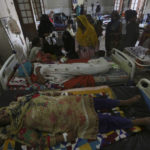 
              Pregnant women lie in their beds in the hospital for treatment after their flood-hit homes in Shikarpur district of Sindh Province, of Pakistan, Thursday, Sep. 1, 2022. Pakistani health officials on Thursday reported an outbreak of waterborne diseases in areas hit by recent record-breaking flooding, as authorities stepped up efforts to ensure the provision of clean drinking water to hundreds of thousands of people who lost their homes in the disaster. (AP Photo/Fareed Khan)
            