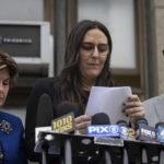 
              Kelsey Harbert, center, sexual assault accuser of Cuba Gooding Jr., joined by her lawyer Gloria Allred, left, speaks at a press conference outside Manhattan Criminal Court, Thursday, Oct. 13, 2022, in New York. Gooding  resolved his New York City forcible touching case Thursday with a guilty plea to a lesser charge and no jail time after complying with the terms of a conditional plea agreement reached in April. (AP Photo/Yuki Iwamura)
            