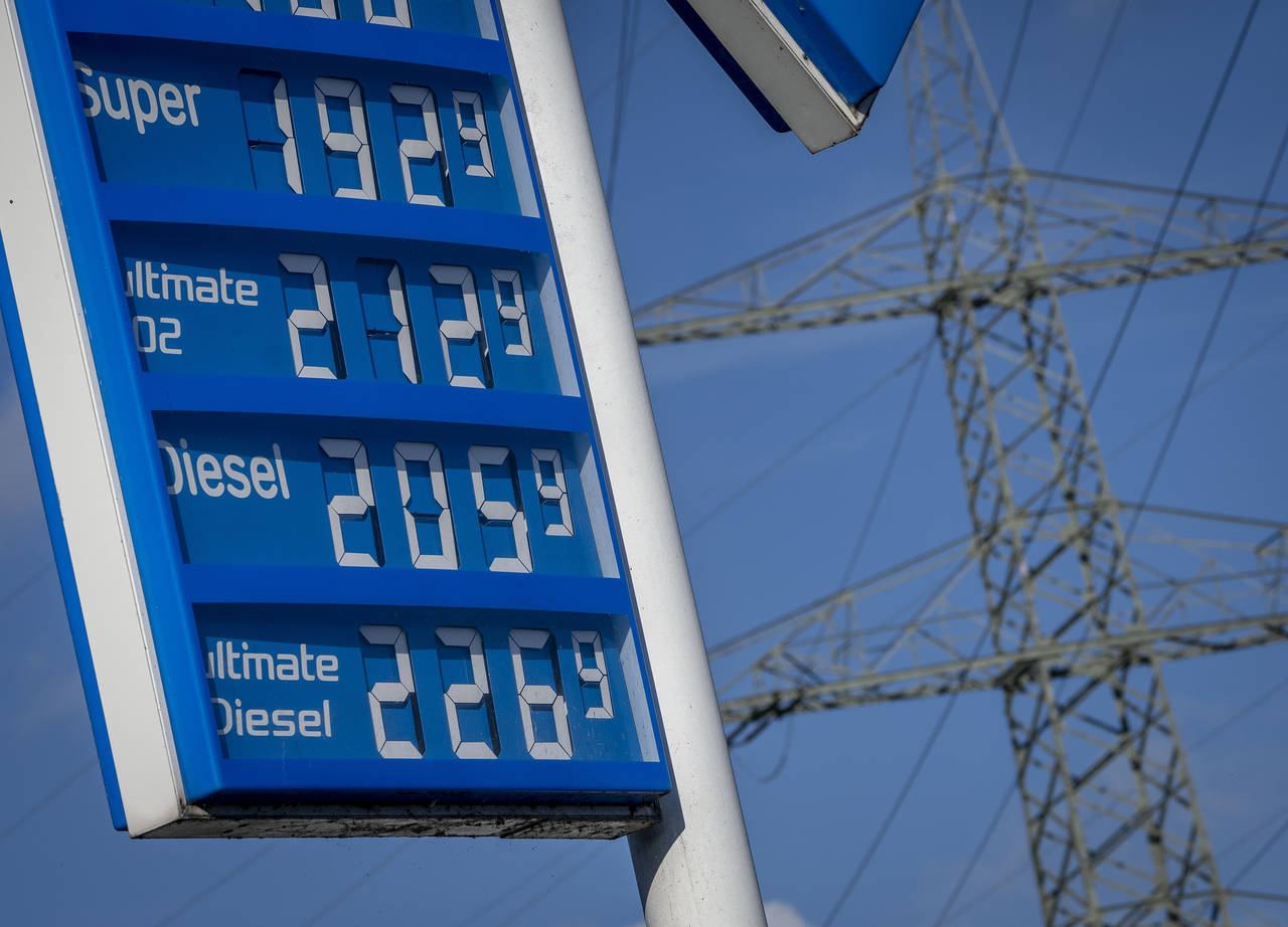 Gas prices are displayed at a gas station in Frankfurt, Germany, Wednesday, Oct. 5, 2022. A cut in ...