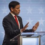 
              U.S. Sen. Marco Rubio, R-Fla., participates in a debate with challenger U.S. Rep. Val Demings, D-Fla., at Duncan Theater on the campus of Palm Beach State College in Palm Beach County, Fla., on Tuesday, Oct. 18, 2022. (Thomas Cordy/The Palm Beach Post via AP, Pool)
            