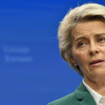 
              European Commission President Ursula von der Leyen speaks during a media conference at an EU summit in Brussels, Friday, Oct. 21, 2022. European Union leaders are gathered Friday to take stock of their support for Ukraine after President Volodymyr Zelenskyy warned that Russia is trying to spark a refugee exodus by destroying his war-ravaged country's energy infrastructure. (AP Photo/Geert Vanden Wijngaert)
            