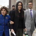 
              Kelsey Harbert, center, sexual assault accuser of Cuba Gooding Jr., and her lawyer Gloria Allred, left, leave Manhattan Criminal Court, Thursday, Oct. 13, 2022, in New York.  Gooding  resolved his New York City forcible touching case Thursday with a guilty plea to a lesser charge and no jail time after complying with the terms of a conditional plea agreement reached in April. (AP Photo/Yuki Iwamura)
            
