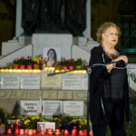 
              Maria Falcone, sister of Giovanni Falcone killed by the Sicilian Mafia in May 1992, delivers her speech during a gathering to remember Daphne Caruana Galizia, at La Valletta, in Malta. Malta is marking the fifth anniversary of the car bomb slaying of the investigative journalist. It comes just two days after two key suspects reversed course and pleaded guilty to murder of Daphne Caruana Galizia on the first day of their trial. (AP Photo/Rene' Rossignaud)
            