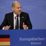 
              Germany's Chancellor Olaf Scholz speaks during a media conference at an EU summit in Brussels, Friday, Oct. 21, 2022. European Union leaders gathered Friday to take stock of their support for Ukraine after President Volodymyr Zelenskyy warned that Russia is trying to spark a refugee exodus by destroying his war-ravaged country's energy infrastructure. (AP Photo/Olivier Matthys)
            