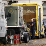 
              A home removal van is parked in Downing Street in London, Tuesday, Oct. 25, 2022. Former Treasury chief Rishi Sunak is set to become Britain's first prime minister of color after being chosen Monday to lead a governing Conservative Party desperate for a safe pair of hands to guide the country through economic and political turbulence. (AP Photo/David Cliff)
            