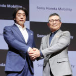 
              Izumi Kawanishi, left, the Sony executive who became Chief Operating Officer at Sony Mobility and Chief Executive Yasuhide Mizuno pose for a photo during a news conference in Tokyo Thursday, Oct. 13, 2022. A new electric car company that brings together two big names in Japanese business, Honda and Sony, officially kicked off Thursday, with both sides stressing their common values of taking up challenges and serving people’s needs. (Takuto Kaneko/Kyodo News via AP)
            