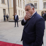 
              Hungary's Prime Minister Viktor Orban arrives for an EU Summit at Prague Castle in Prague, Czech Republic, Friday, Oct 7, 2022. European Union leaders converged on Prague Castle Friday to try to bridge significant differences over a natural gas price cap as winter approaches and Russia's war on Ukraine fuels a major energy crisis. (AP Photo/Darko Bandic)
            
