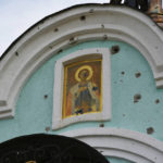
              An Orthodox icon is seen on a damaged church in the retaken village of Bohorodychne, eastern Ukraine, Saturday, Oct. 22, 2022. (AP Photo/Andriy Andriyenko)
            