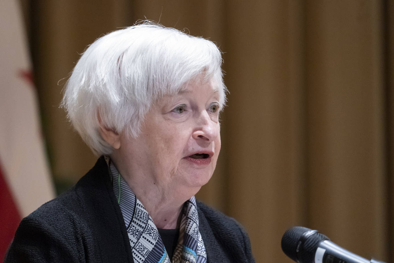 FILE - Treasury Secretary Janet Yellen speaks after touring the IRS New Carrolton Federal Building,...