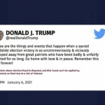 
              This exhibit from video released by the House Select Committee, shows a tweet from then-President Donald Trump, displayed at a hearing by the House select committee investigating the Jan. 6 attack on the U.S. Capitol, Thursday, Oct. 13, 2022, on Capitol Hill in Washington. (House Select Committee via AP)
            