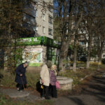 
              Vera Ivanovna, 81, right, walks alongs with her friends after receiving her pension payment in Chasiv Yar, Ukraine, Thursday, Oct. 6, 2022. For the 81-year-old woman it's difficult to live here now, "we live in an independent Ukraine… and now all is different", says Vera who says that her daughter and her two children have left fleeing from the war. "I'm hoping they come back home soon". (AP Photo/Leo Correa)
            