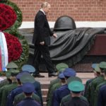 
              FILE - Russian President Vladimir Putin attends a wreath laying ceremony at the Tomb of Unknown Soldier in Moscow, Russia, Wednesday, June 22, 2022, marking the 81st anniversary of the Nazi invasion of the Soviet Union. By unleashing the disastrous war in Ukraine, Europe's largest military conflict since World War II, Putin has broken an unwritten social contract that saw the Russians tacitly agree to forego post-Soviet political freedoms in exchange for a relative prosperity and internal stability. (AP Photo/Alexander Zemlianichenko, Pool, File)
            