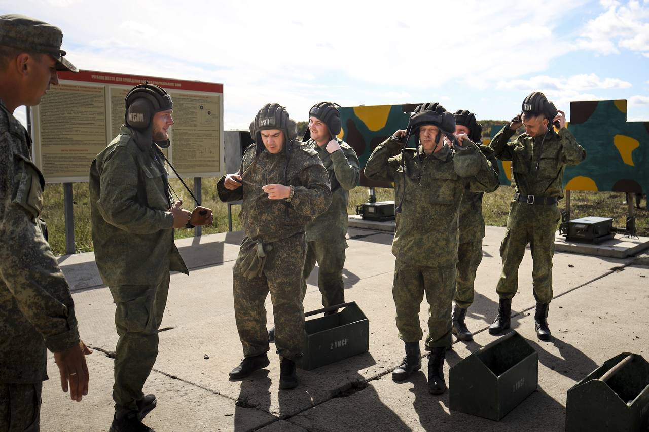 Recruits prepares to attend a military training at a firing range in the Krasnodar region in southe...