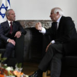 
              European Union foreign policy chief Josep Borrell, right, speaks with Israel's Minister of Intelligence Elazar Stern during a bilateral meeting prior to the EU-Israel Association Council at the EU Council building in Brussels on Monday, Oct. 3, 2022. (AP Photo/Virginia Mayo)
            