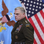 
              Chairman of the Joint Chiefs of Staff Gen. Mark Milley leaves after a media conference after a meeting of NATO defense ministers at NATO headquarters in Brussels, Wednesday, Oct. 12, 2022. (AP Photo/Olivier Matthys)
            