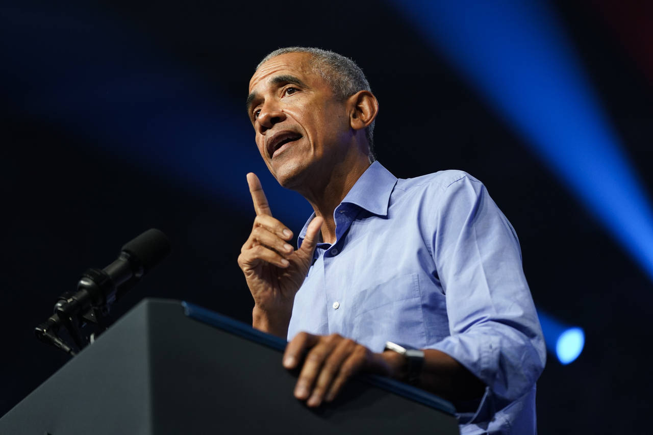 FILE - Former President Barack Obama speaks at a campaign rally Nov. 5, 2022, in Philadelphia. (AP ...