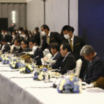 
              Food is served to delegates at a working lunch at the 33rd APEC Ministerial Meeting (AMM) during the Asia-Pacific Economic Cooperation (APEC) summit, Thursday, Nov. 17, 2022, in Bangkok, Thailand. (Jack Taylor/Pool Photo via AP)
            