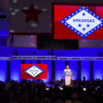 
              Arkansas Gov.-elect Sarah Huckabee Sanders speaks during her election night party Tuesday, Nov. 8, 2022, in Little Rock, Ark. (AP Photo/Will Newton)
            