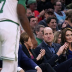 
              Britain's Prince William and Kate, Princess of Wales, applaud during an NBA basketball game between the Boston Celtics and the Miami Heat, Wednesday, Nov. 30, 2022, in Boston. (AP Photo/Charles Krupa)
            
