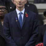 
              British Chancellor of the Exchequer Jeremy Hunt attends the Remembrance Sunday ceremony at the Cenotaph on Whitehall in London, Sunday Nov. 13, 2022. (Toby Melville/Pool via AP)
            