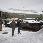 
              In this photo provided by the Ukrainian Presidential Press Office, Ukrainian President Volodymyr Zelenskyy, left, and British Prime Minister Rishi Sunak observe destroyed Russian military vehicles installed in downtown Kyiv, Ukraine, Saturday, Nov. 19, 2022. (Ukrainian Presidential Press Office via AP)
            