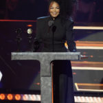 
              Janet Jackson introduces inductees Jimmy Jam and Terry Lewis during the Rock & Roll Hall of Fame Induction Ceremony on Saturday, Nov. 5, 2022, at the Microsoft Theater in Los Angeles. (AP Photo/Chris Pizzello)
            