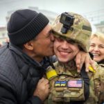 
              A Kherson resident kisses a Ukrainian soldier in central Kherson, Ukraine, Sunday, Nov. 13, 2022. The Russian retreat from Kherson marked a triumphant milestone in Ukraine's pushback against Moscow's invasion almost nine months ago. (AP Photo/Efrem Lukatsky)
            