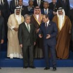 
              Egyptian President Abdel Fattah El-Sisi, center right, and United Nations Secretary-General Antonio Guterres, center left, leave after a group photo at the COP27 U.N. Climate Summit, in Sharm el-Sheikh, Egypt, Monday, Nov. 7, 2022. (AP Photo/Nariman El-Mofty)
            